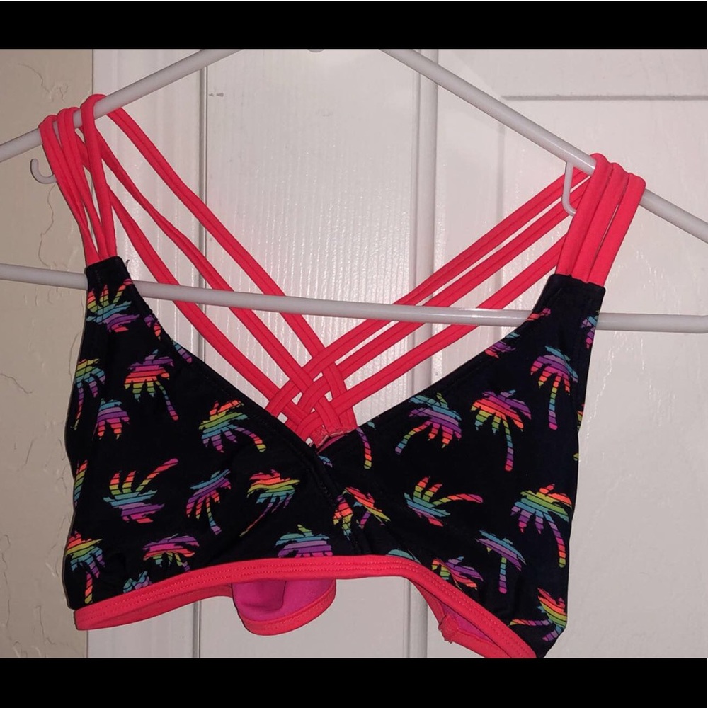Multi neon colored bikini top